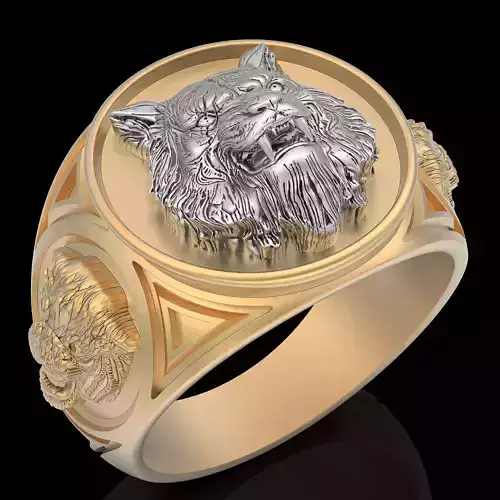 Tiger ring silver gold printable jewelry 3D model