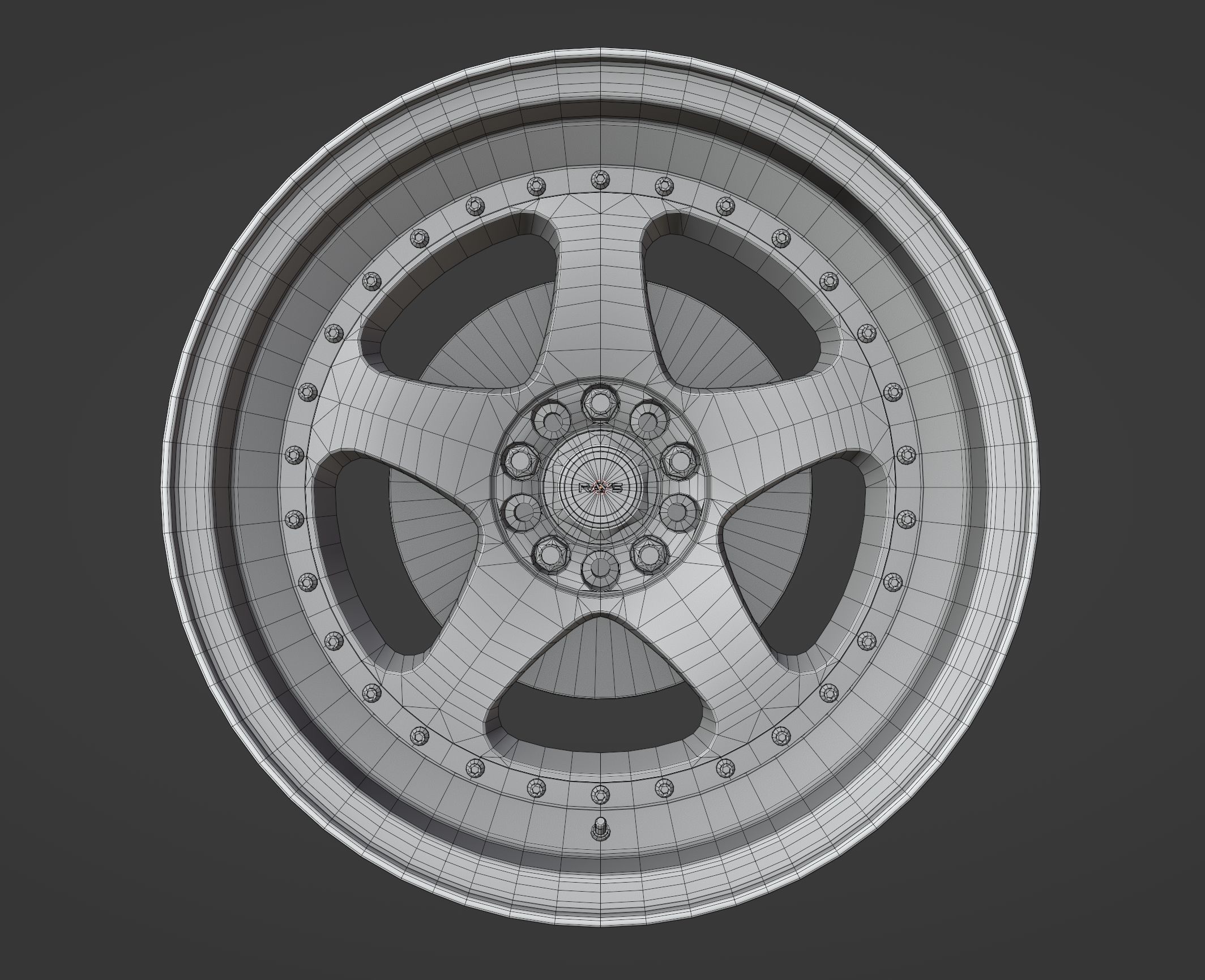 Rays Nismo LMGT1 - 3 Piece Wheels - Game Ready Low-poly 3D model_4