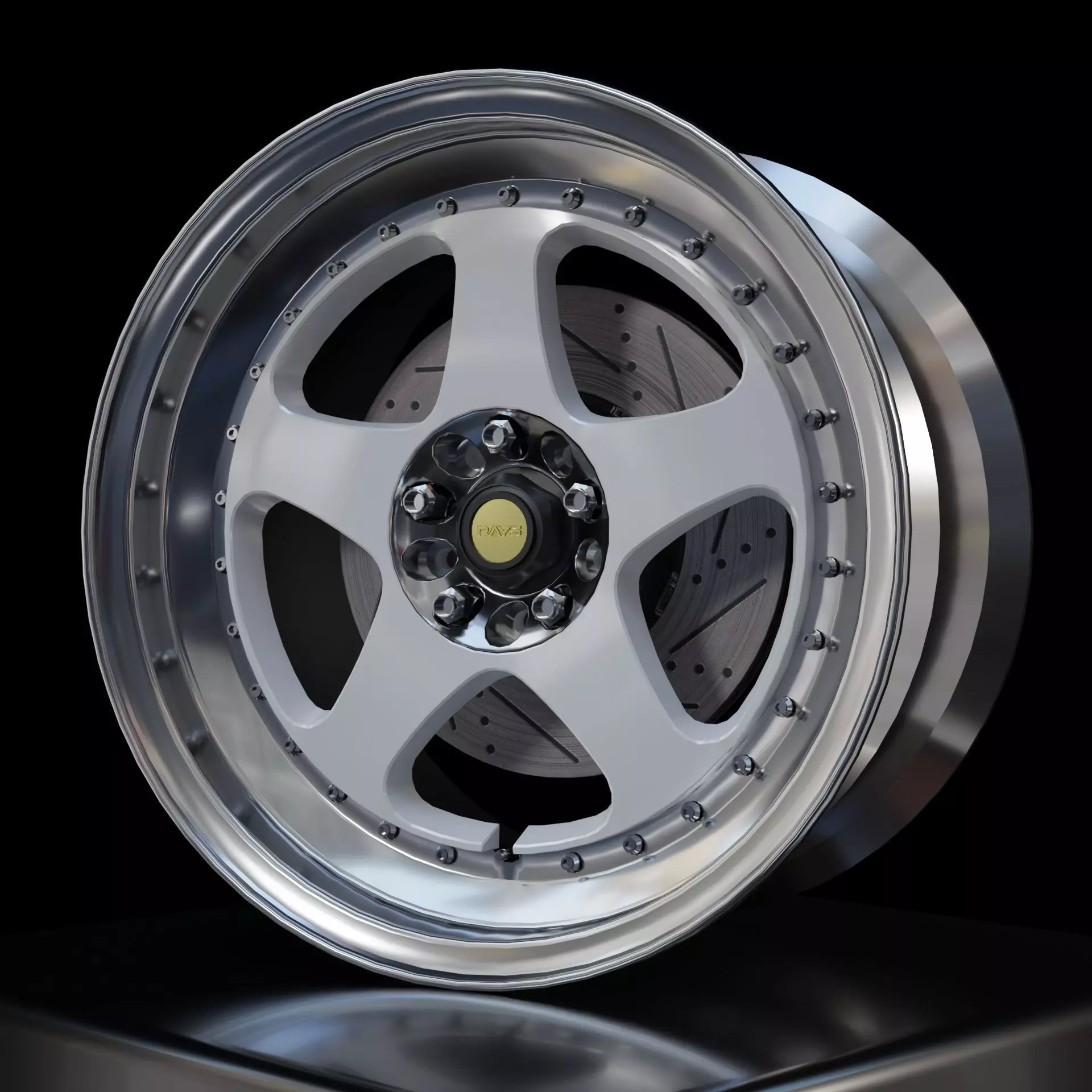 Rays Nismo LMGT2 - 3 Piece Wheels - Game Ready Low-poly 3D model_0