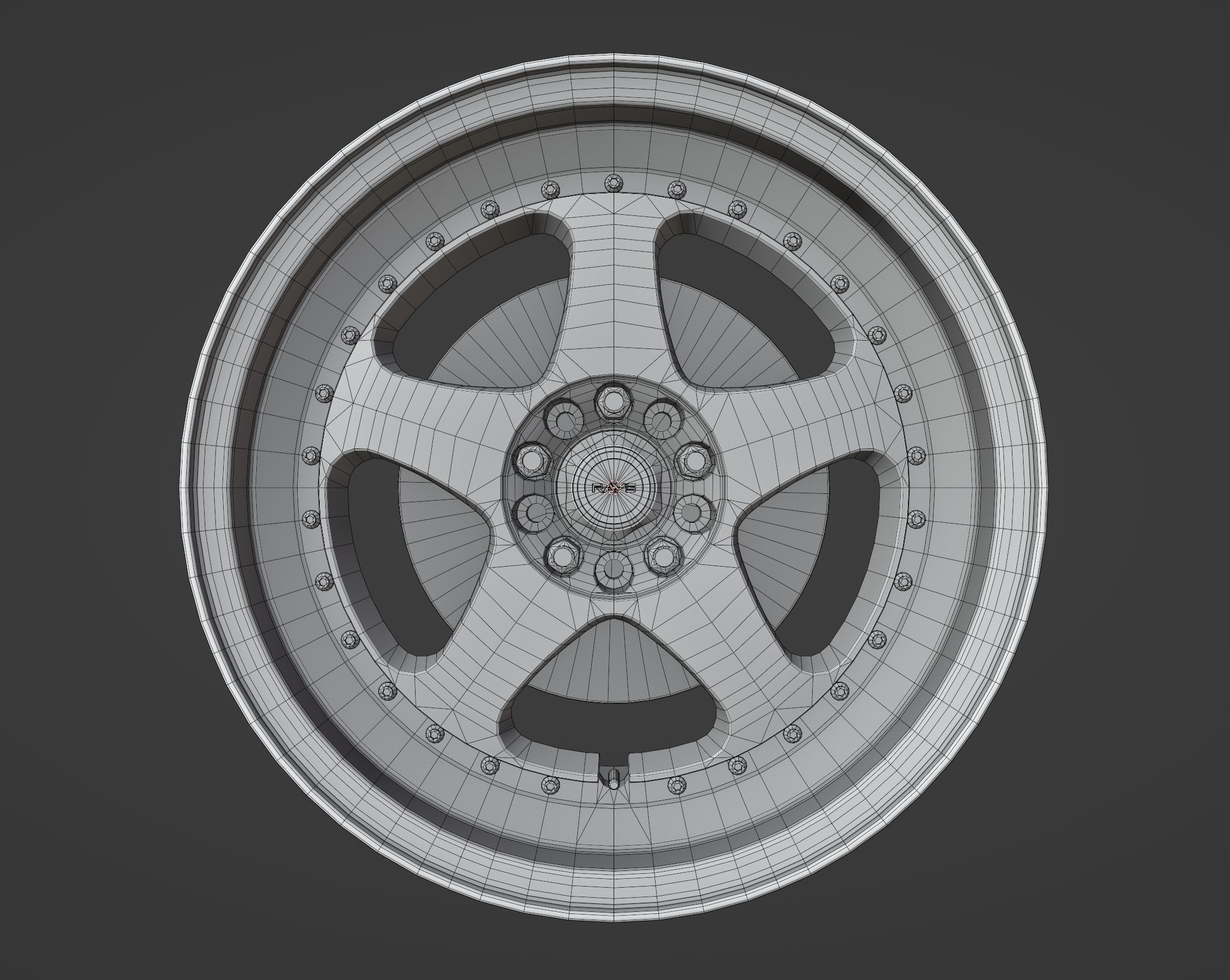 Rays Nismo LMGT2 - 3 Piece Wheels - Game Ready Low-poly 3D model_4