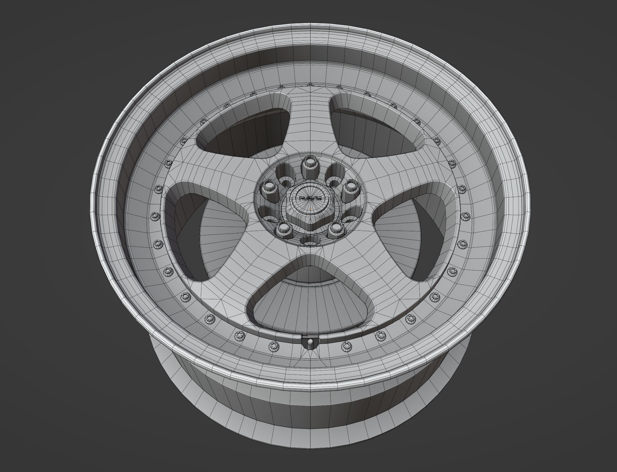Rays Nismo LMGT2 - 3 Piece Wheels - Game Ready Low-poly 3D model_2