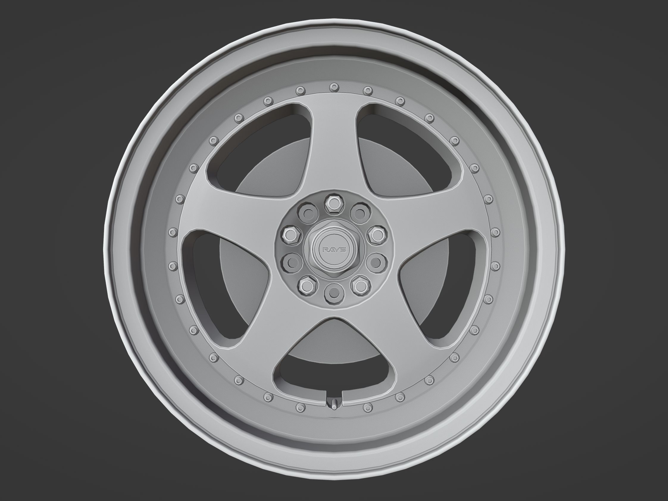 Rays Nismo LMGT2 - 3 Piece Wheels - Game Ready Low-poly 3D model_3