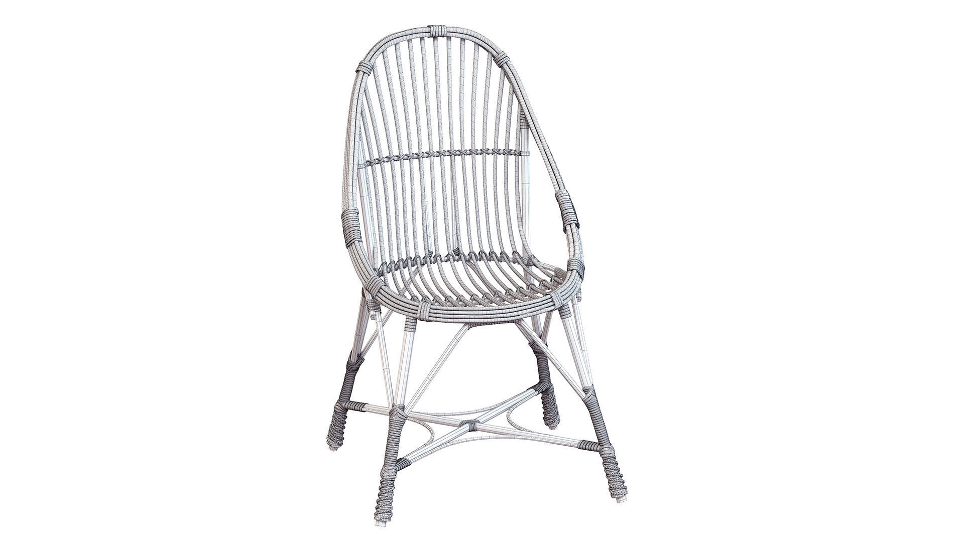 1950s Design And Vintage Style Marius wicker armchair 3D model_10