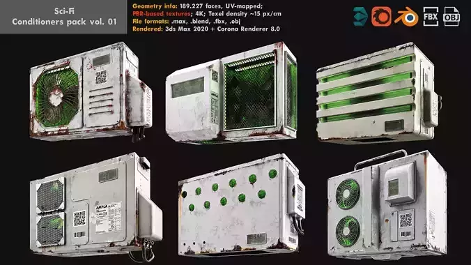 Sci-Fi air conditioners pack volume 01 3D model