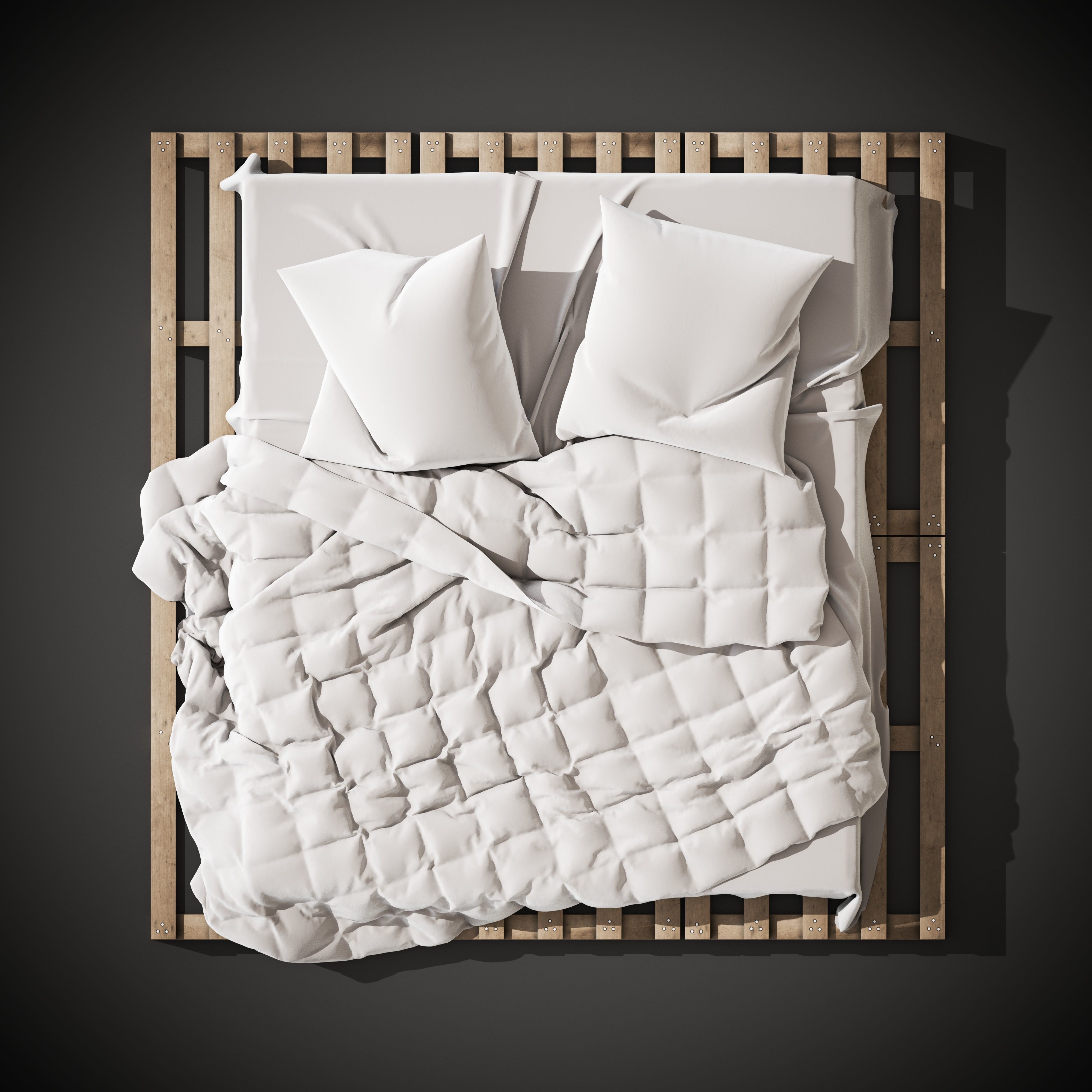 Bed with pallets  3D model_2