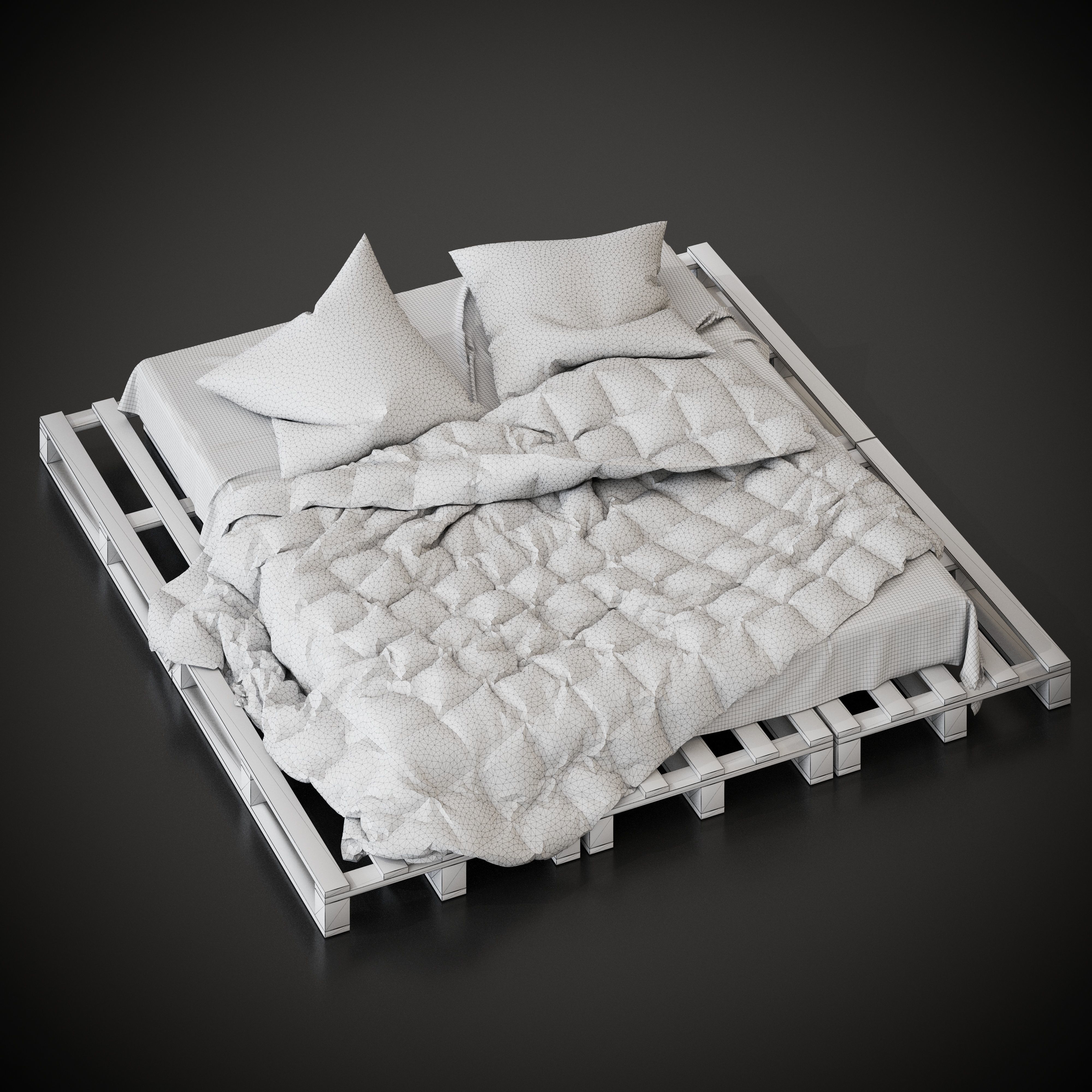 Bed with pallets  3D model_1