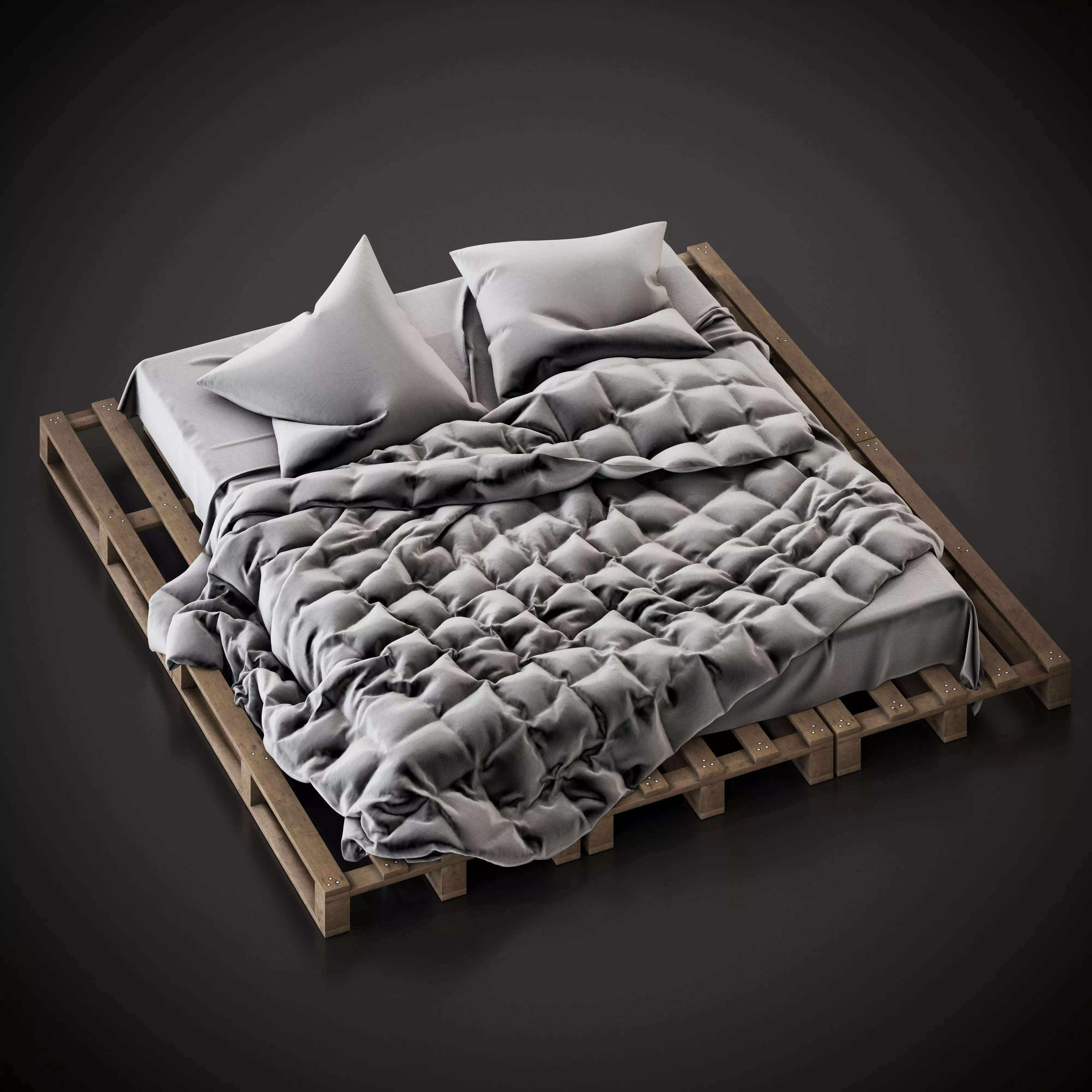 Bed with pallets  3D model_0