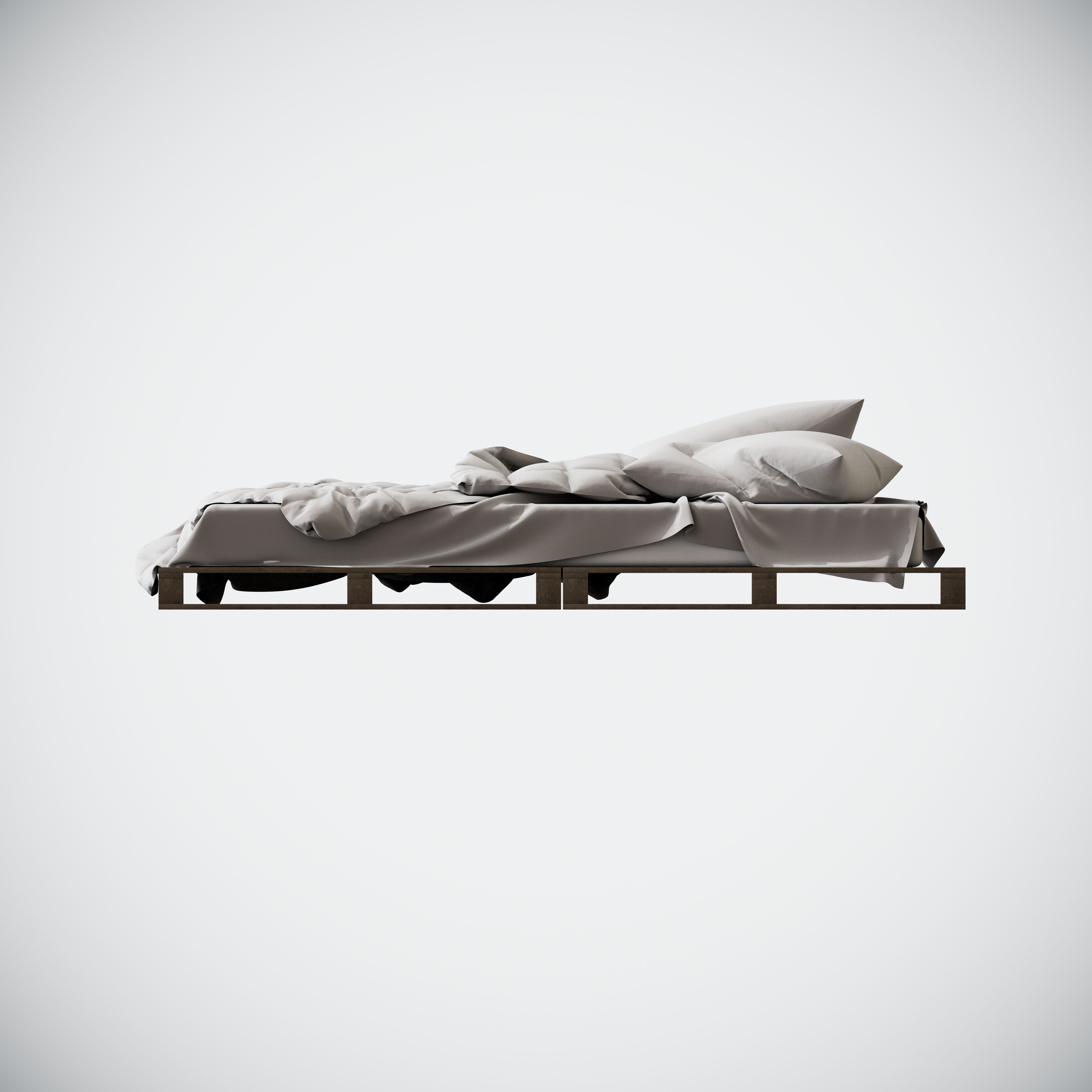Bed with pallets  3D model_4