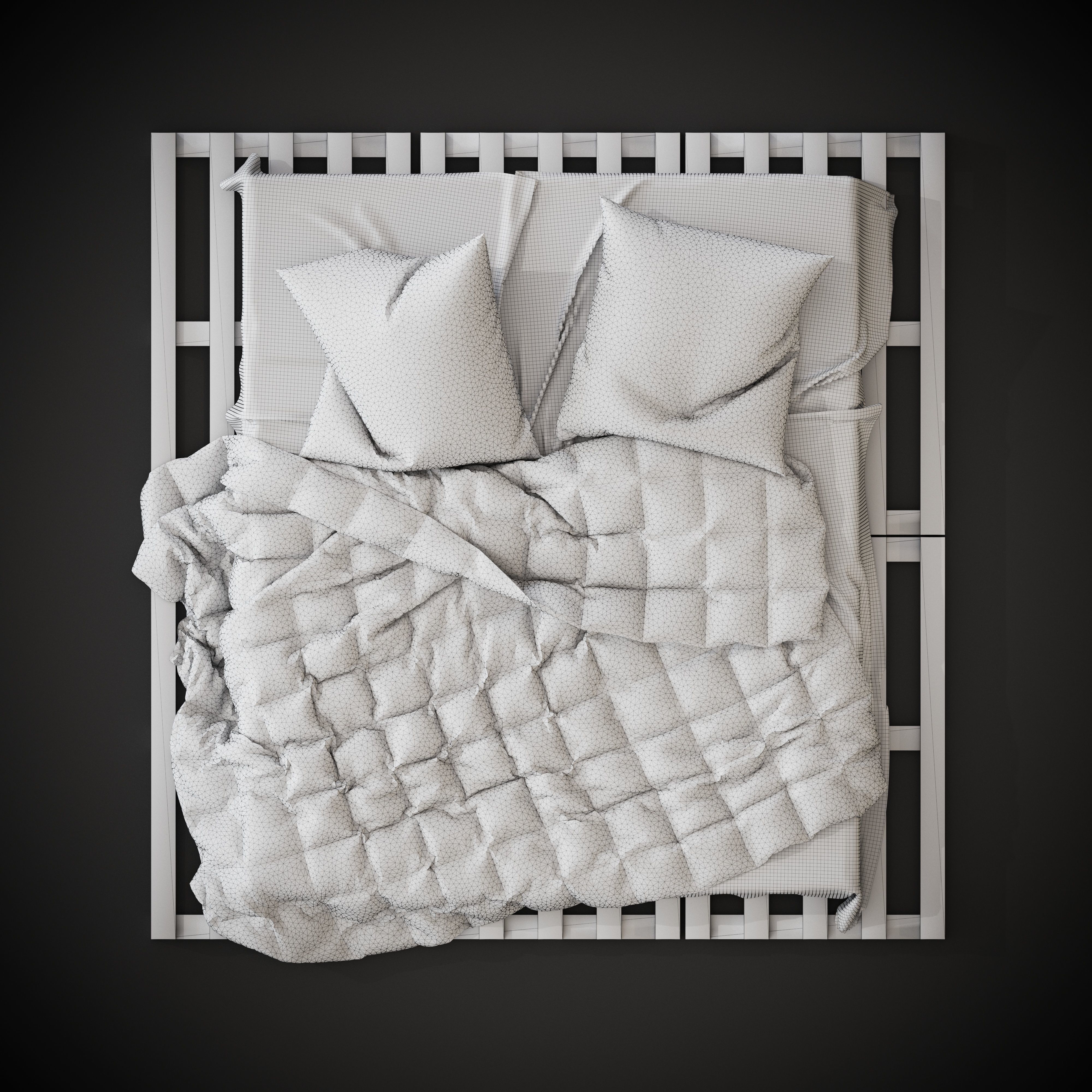 Bed with pallets  3D model_3