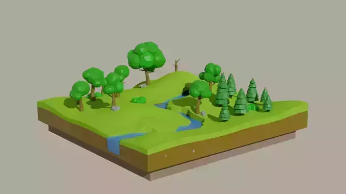 Low Poly Forest Trees Rocks Bushes FREE
