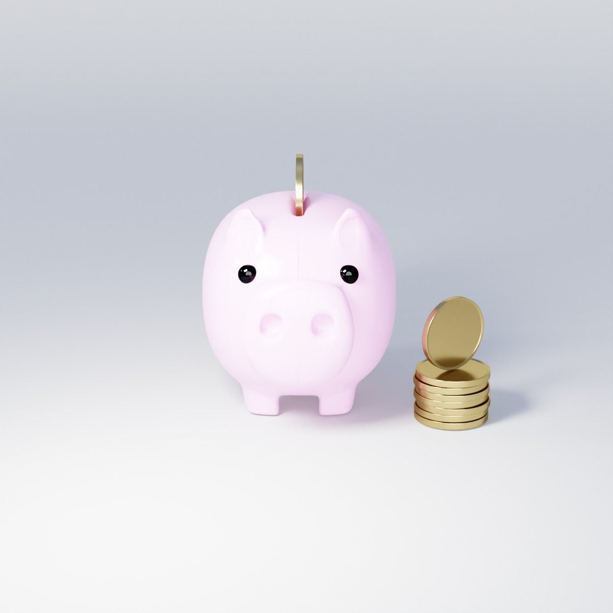 AR VR Cartoon Lowpoly Piggy Bank and Coins 3D Model Low-poly 3D model_6