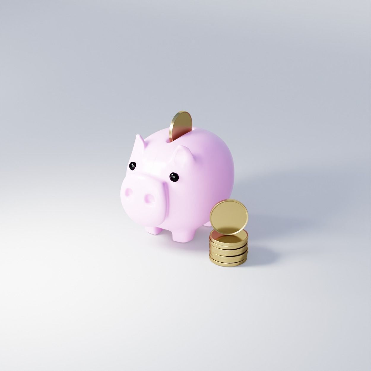 AR VR Cartoon Lowpoly Piggy Bank and Coins 3D Model Low-poly 3D model_7