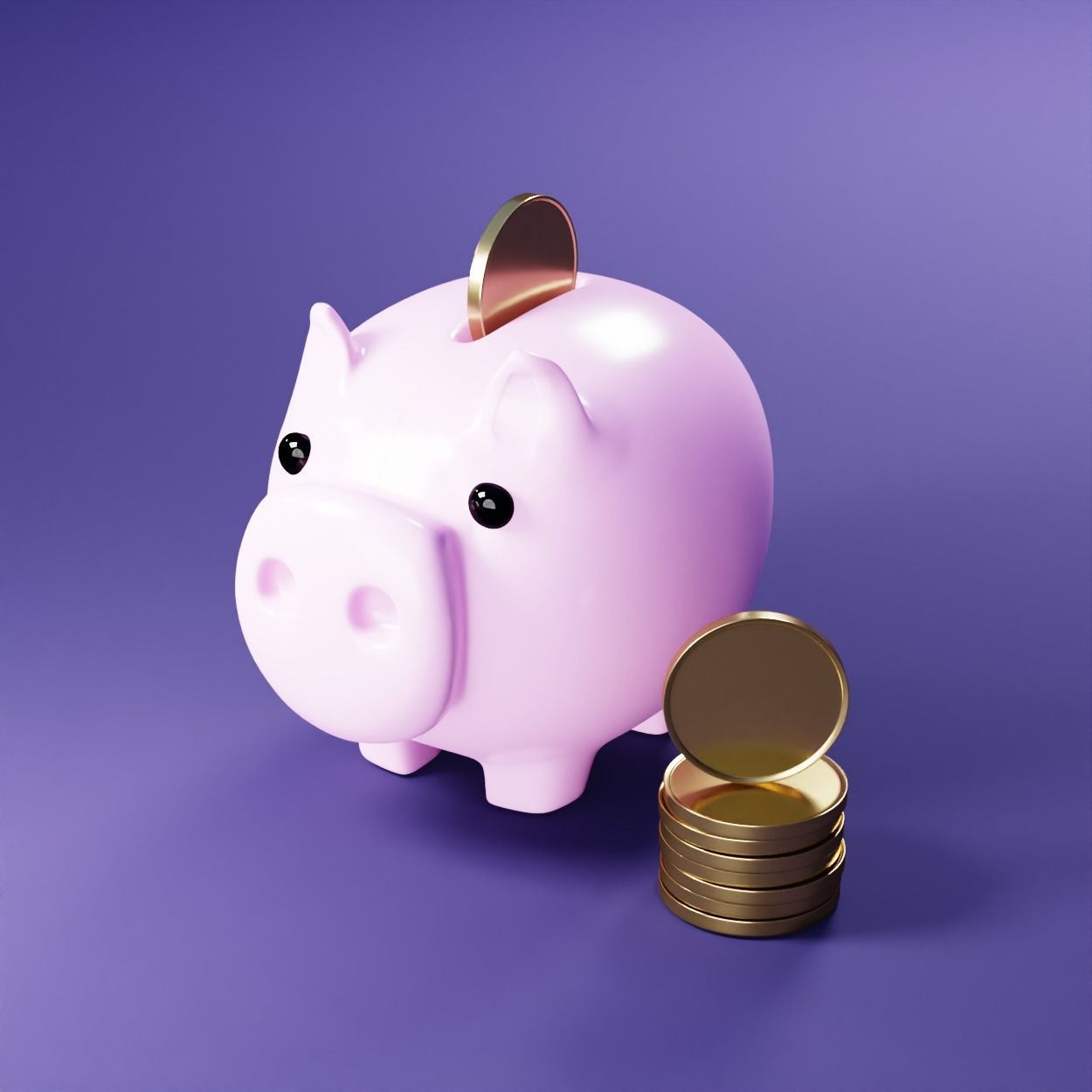 AR VR Cartoon Lowpoly Piggy Bank and Coins 3D Model Low-poly 3D model_10