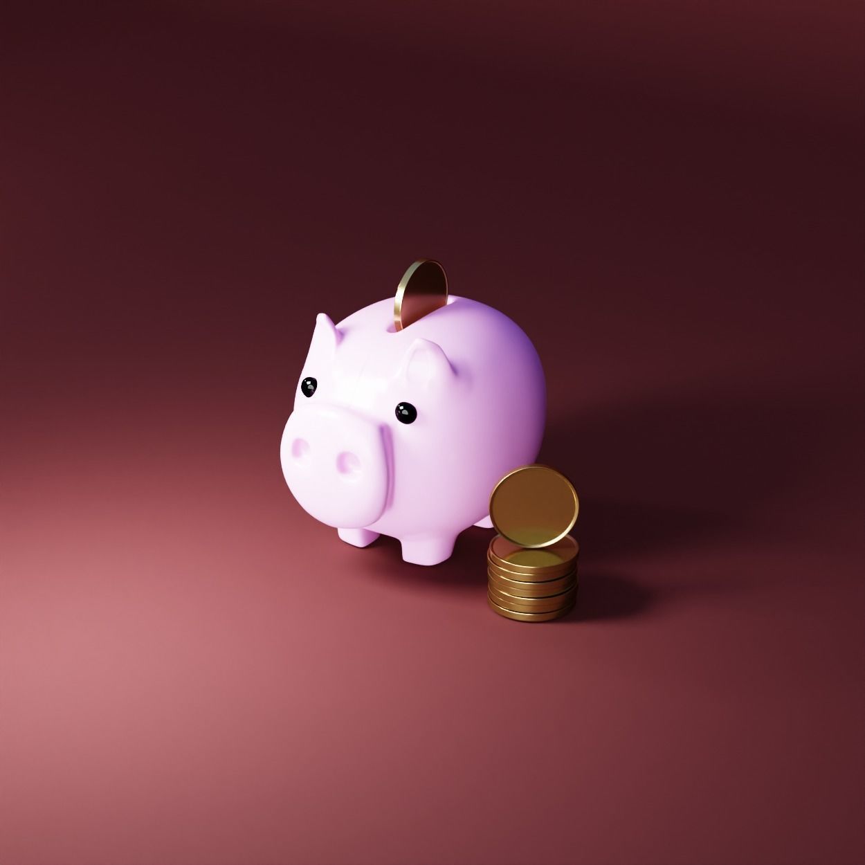 AR VR Cartoon Lowpoly Piggy Bank and Coins 3D Model Low-poly 3D model_2