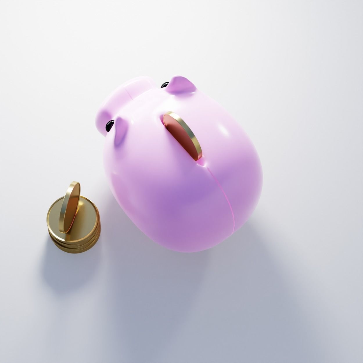 AR VR Cartoon Lowpoly Piggy Bank and Coins 3D Model Low-poly 3D model_4