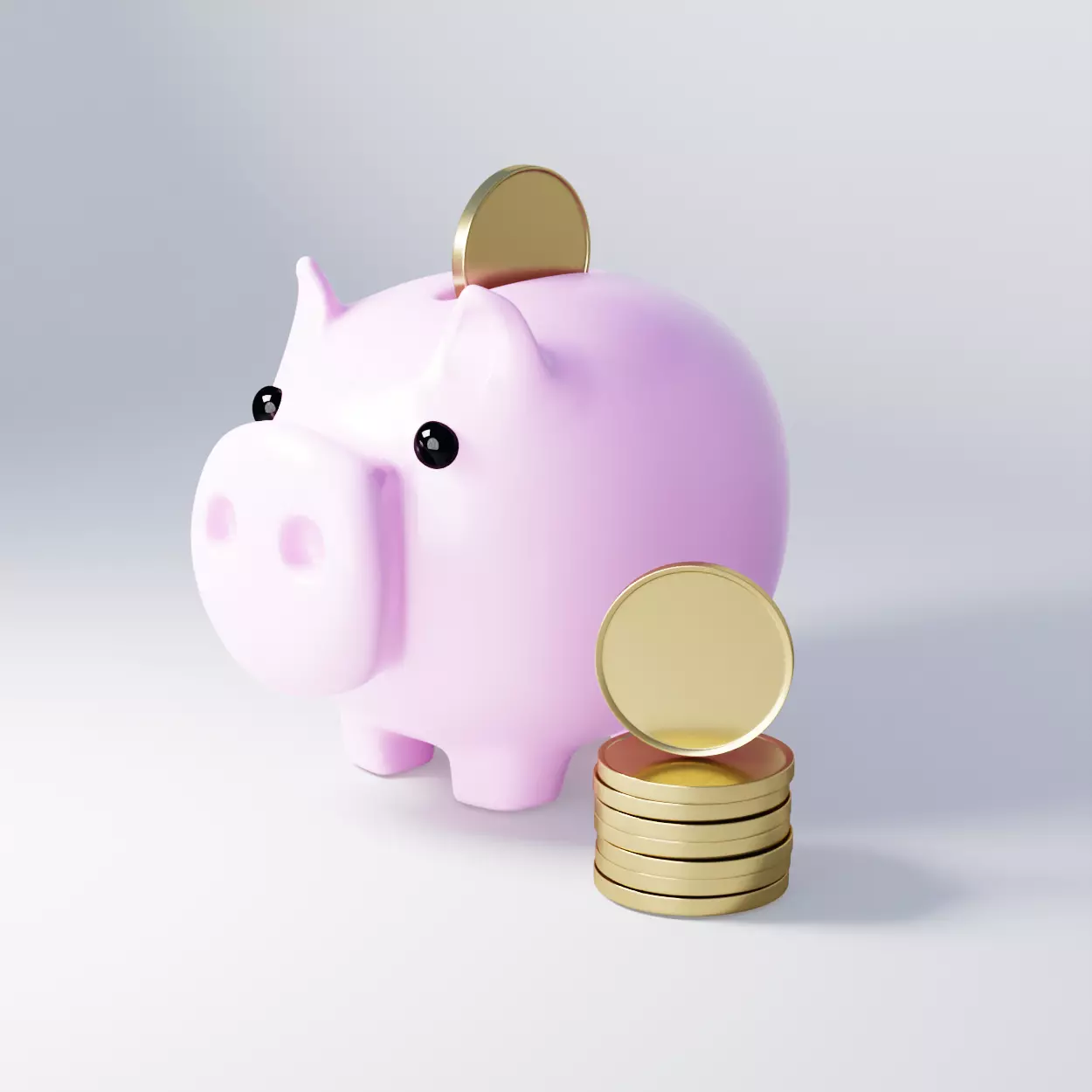 AR VR Cartoon Lowpoly Piggy Bank and Coins 3D Model Low-poly 3D model_0