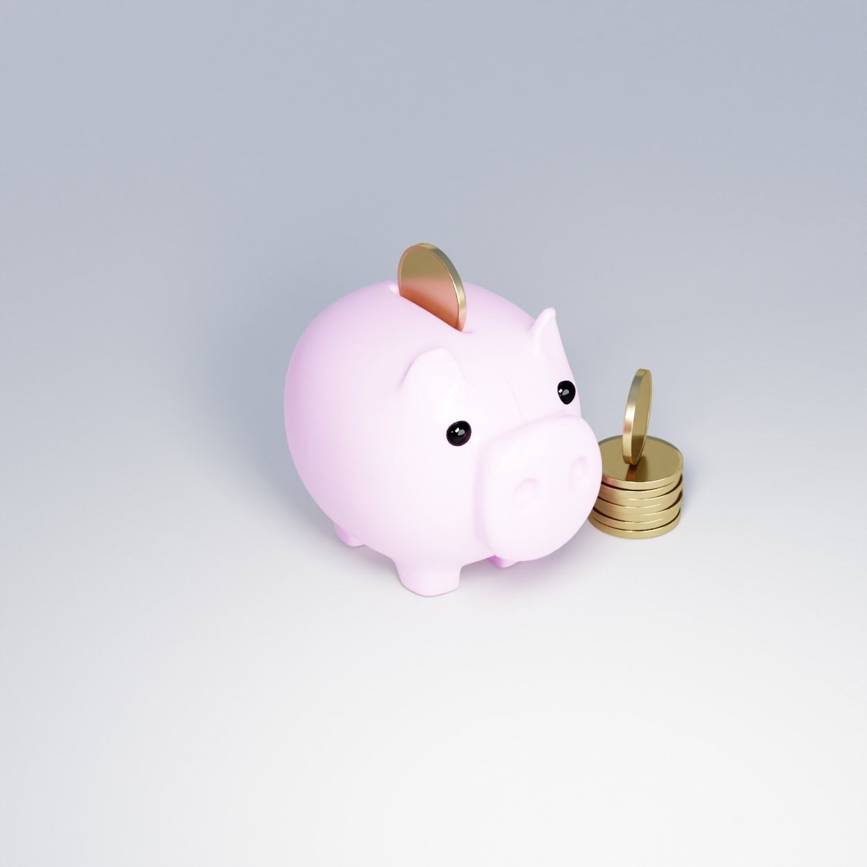 AR VR Cartoon Lowpoly Piggy Bank and Coins 3D Model Low-poly 3D model_5