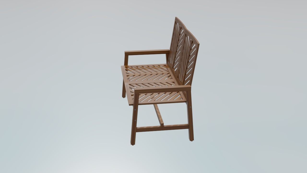 Wooden Bench Low-poly 3D model_9