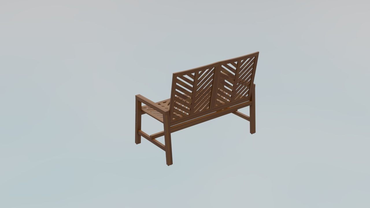 Wooden Bench Low-poly 3D model_6