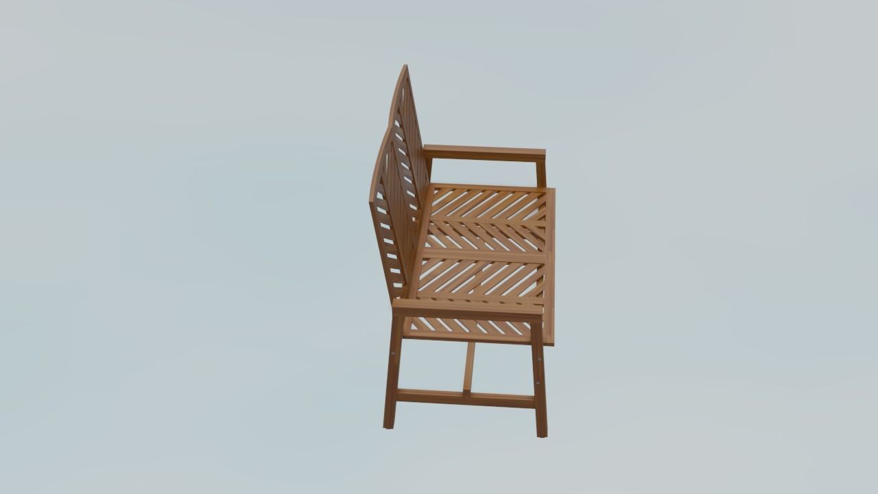 Wooden Bench Low-poly 3D model_3