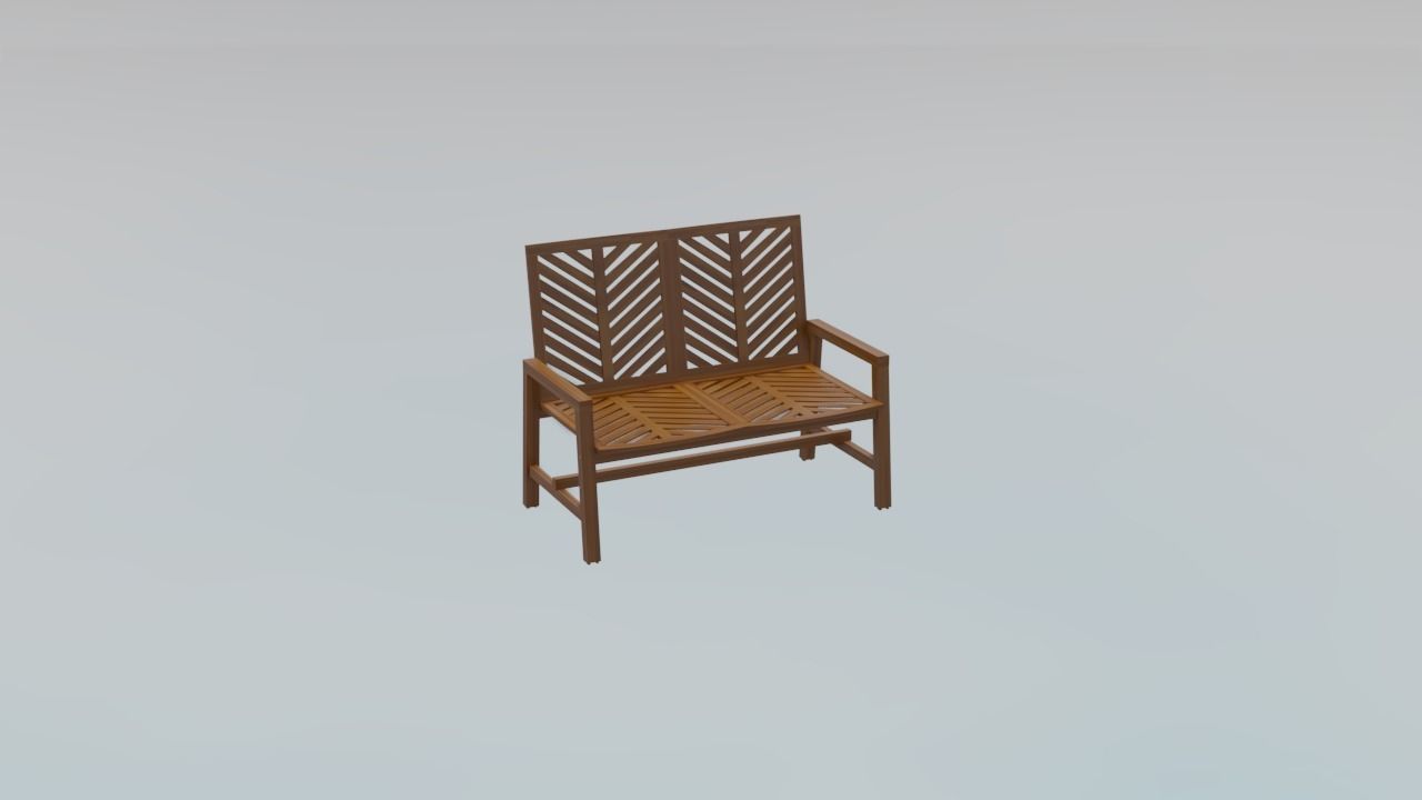 Wooden Bench Low-poly 3D model_7