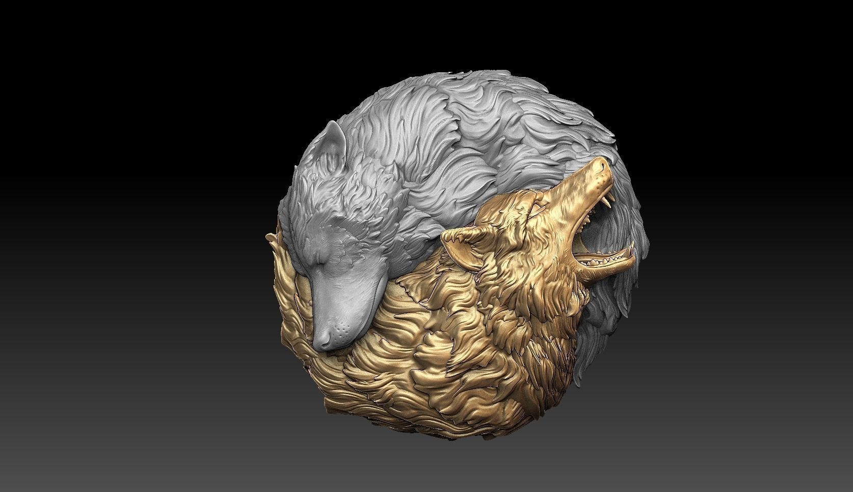 Wolf pendant 3D print model_6