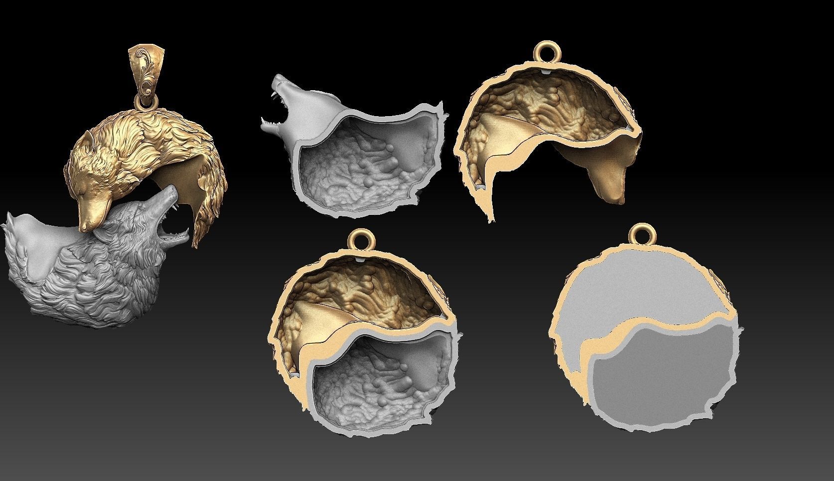 Wolf pendant 3D print model_8