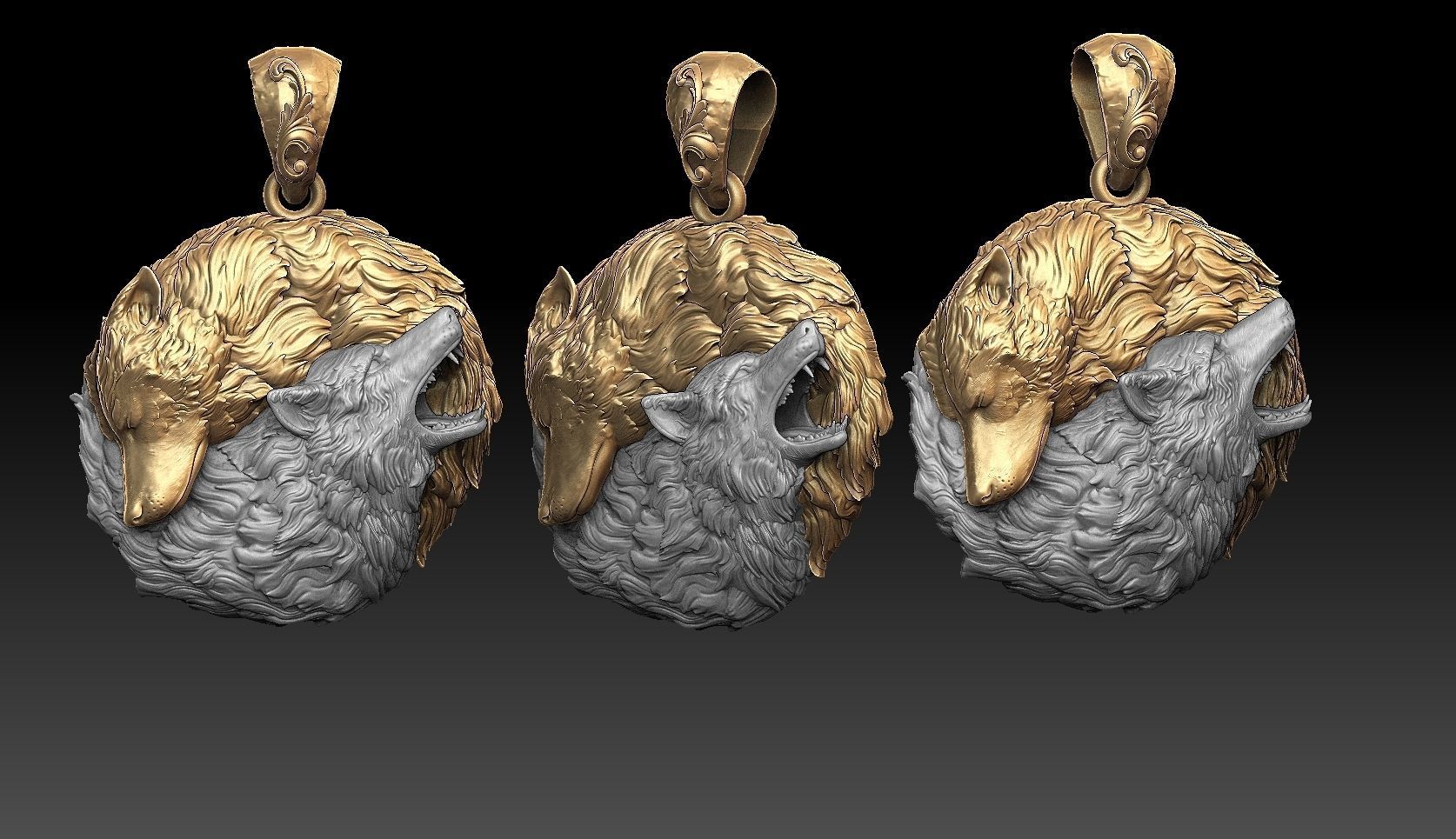 Wolf pendant 3D print model_11