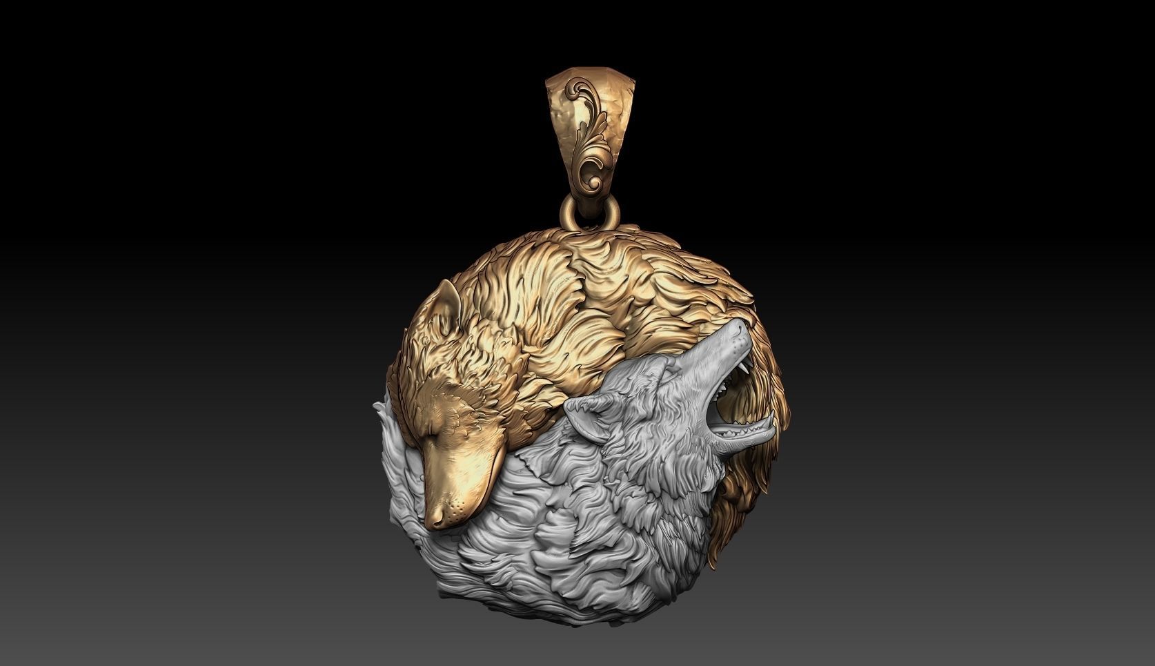 Wolf pendant 3D print model_7