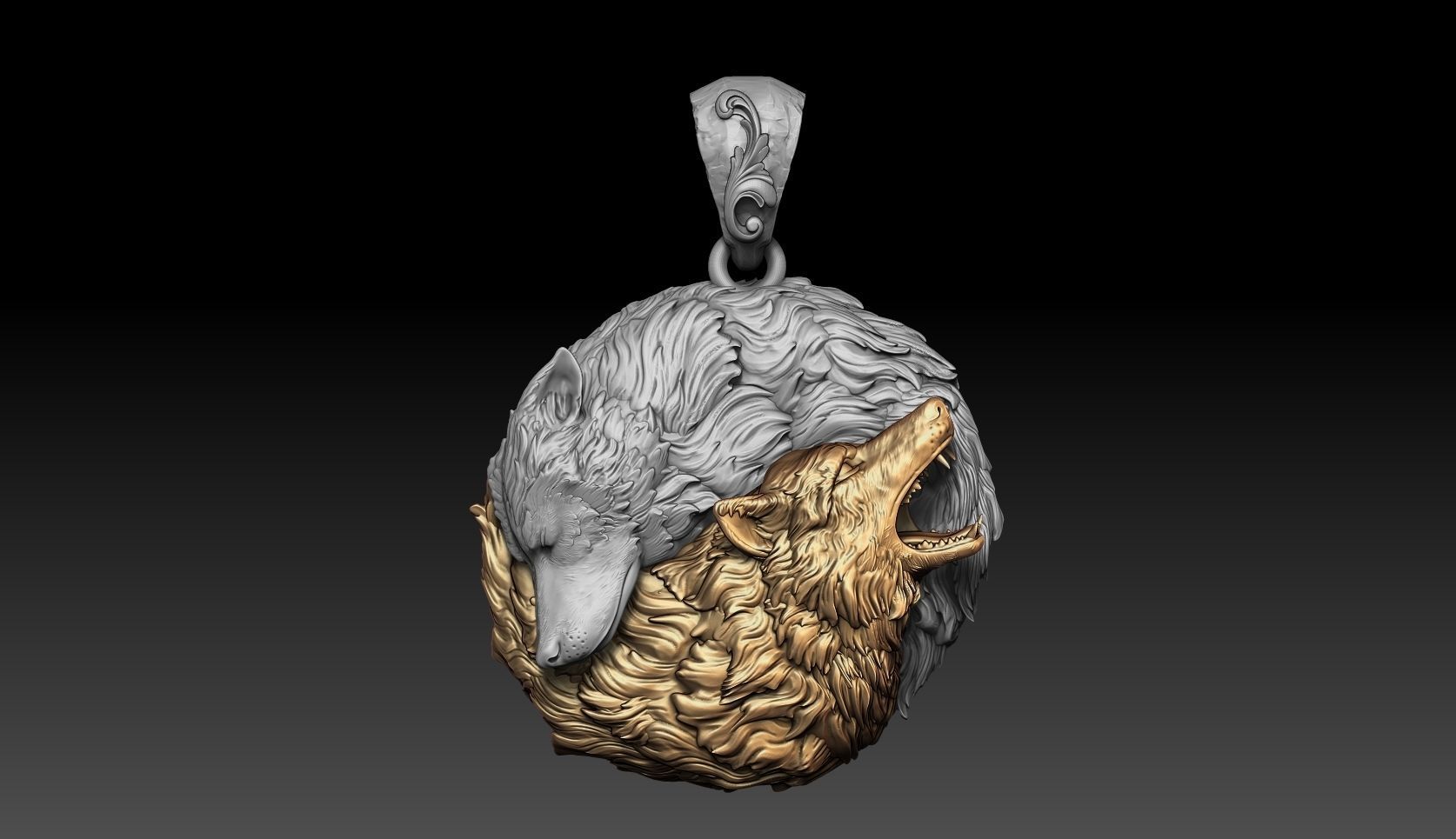 Wolf pendant 3D print model_1