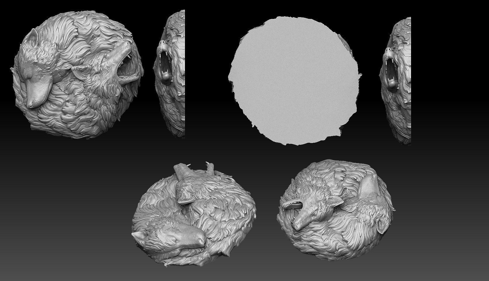 Wolf pendant 3D print model_9