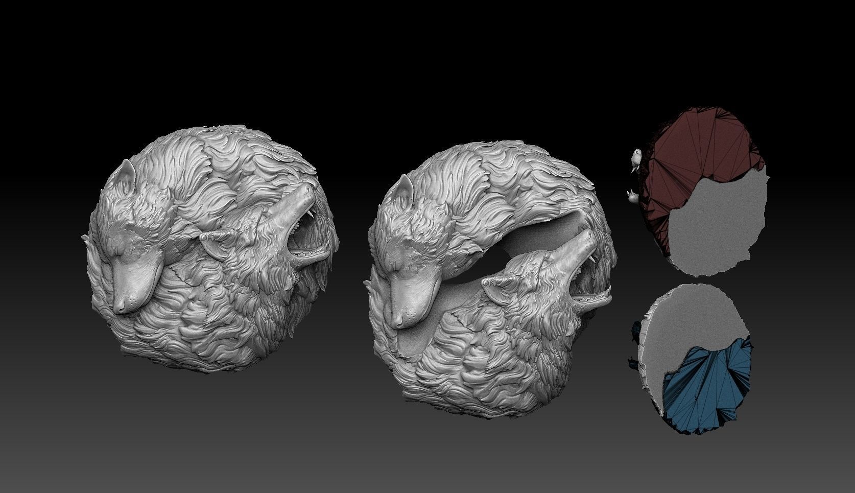 Wolf pendant 3D print model_10