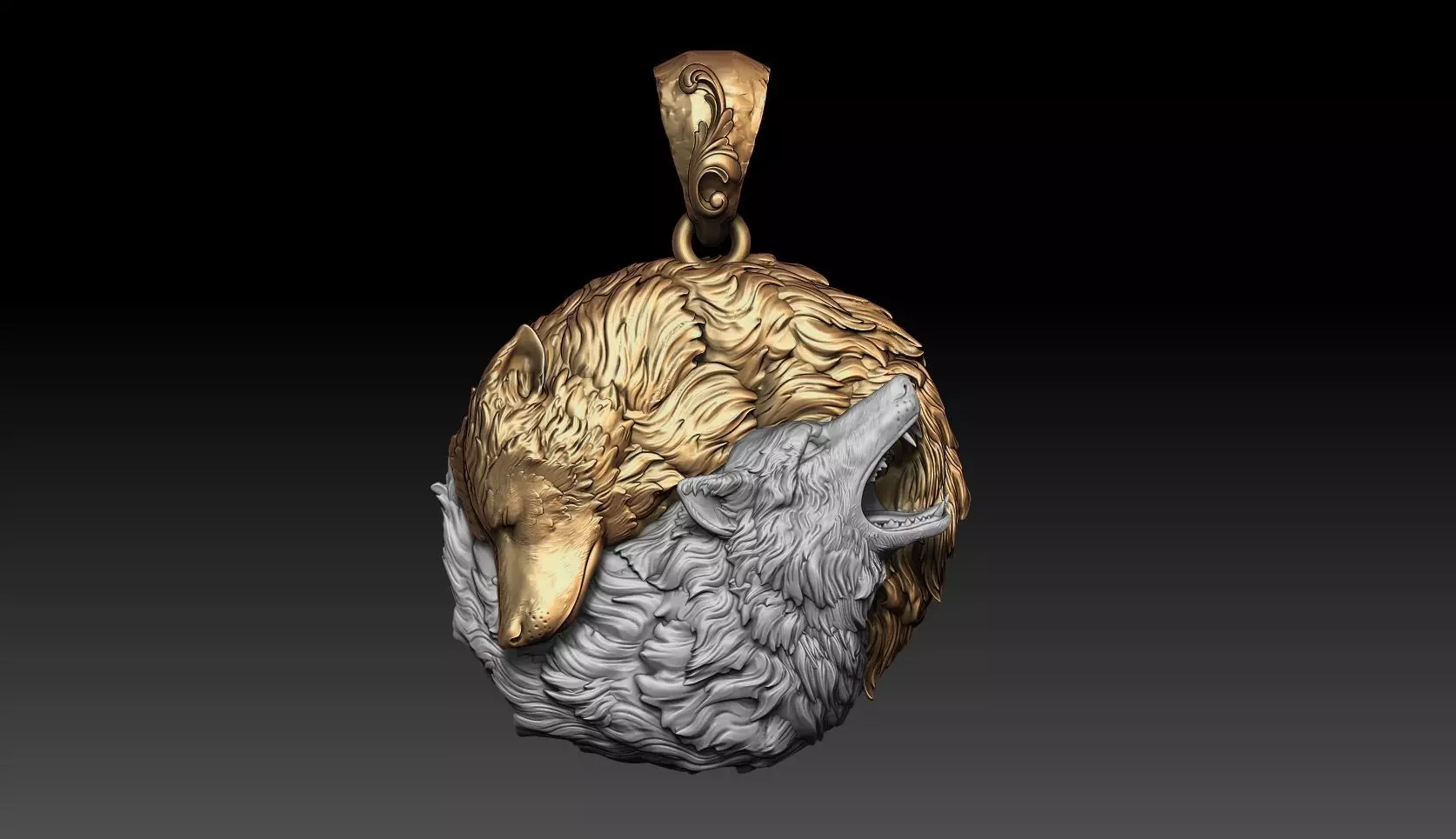 Wolf pendant 3D print model_0