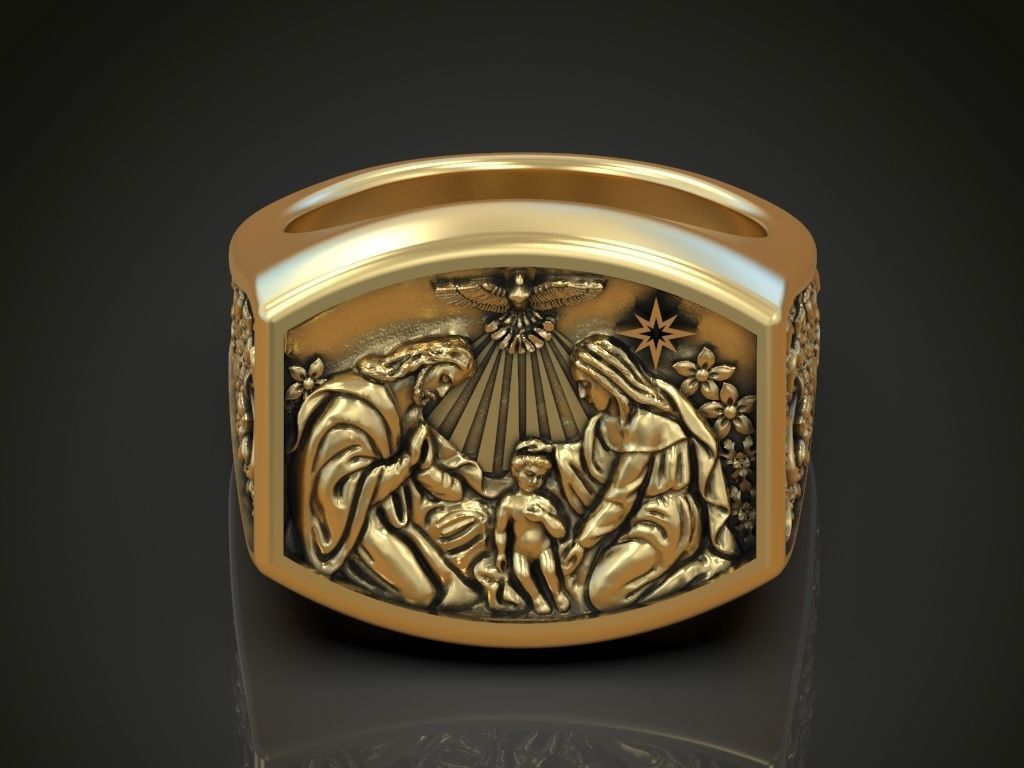 Ring Baby Jesus nativity Star of Bethlehem Hail Mary Joseph 3D print model_2