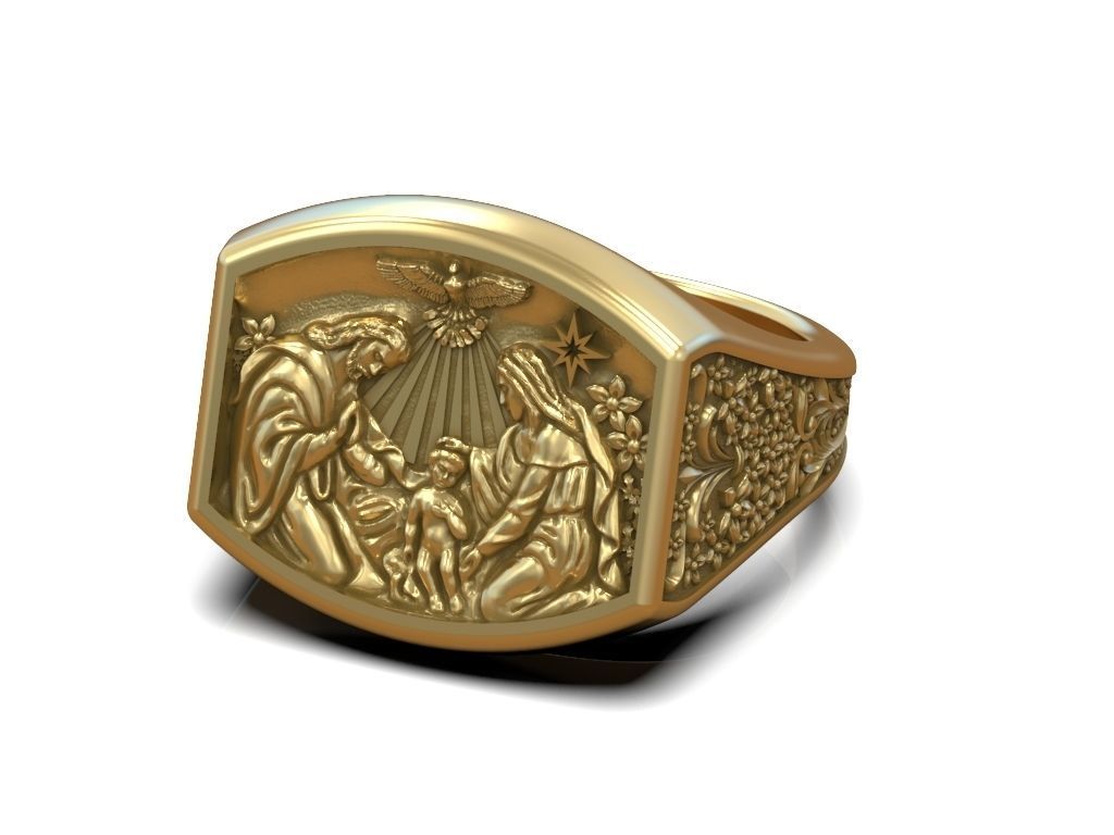 Ring Baby Jesus nativity Star of Bethlehem Hail Mary Joseph 3D print model_7