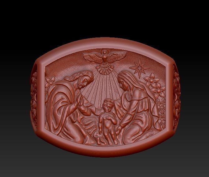 Ring Baby Jesus nativity Star of Bethlehem Hail Mary Joseph 3D print model_11