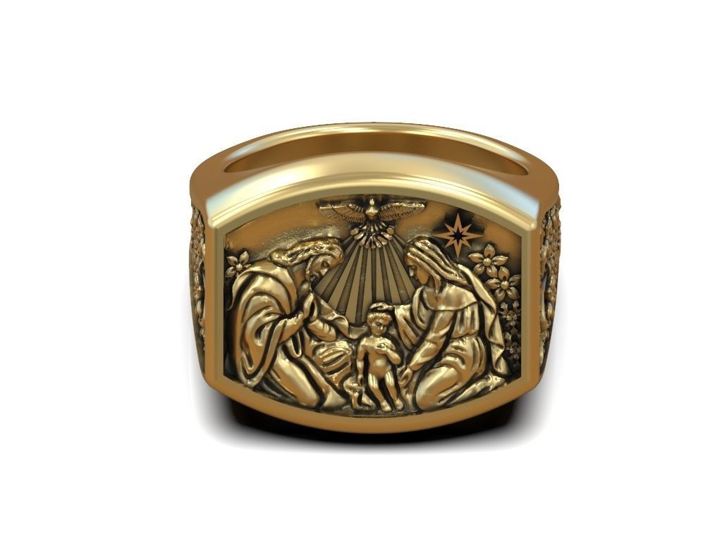 Ring Baby Jesus nativity Star of Bethlehem Hail Mary Joseph 3D print model_8