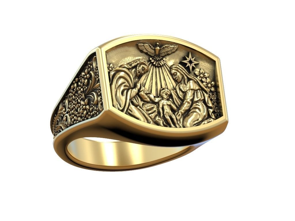Ring Baby Jesus nativity Star of Bethlehem Hail Mary Joseph 3D print model_3