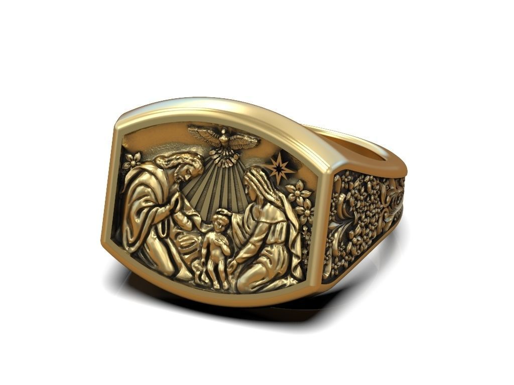Ring Baby Jesus nativity Star of Bethlehem Hail Mary Joseph 3D print model_4
