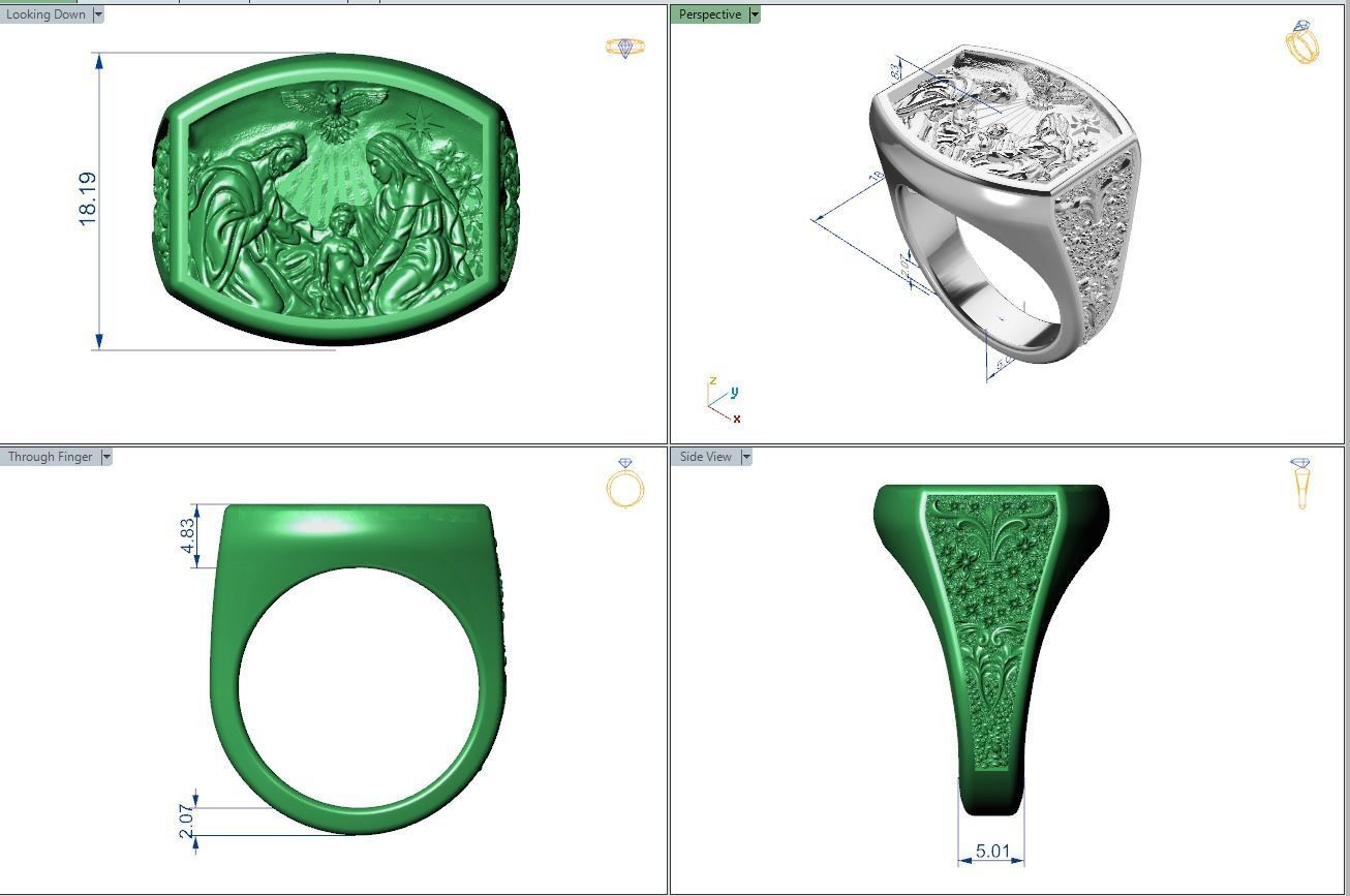 Ring Baby Jesus nativity Star of Bethlehem Hail Mary Joseph 3D print model_14