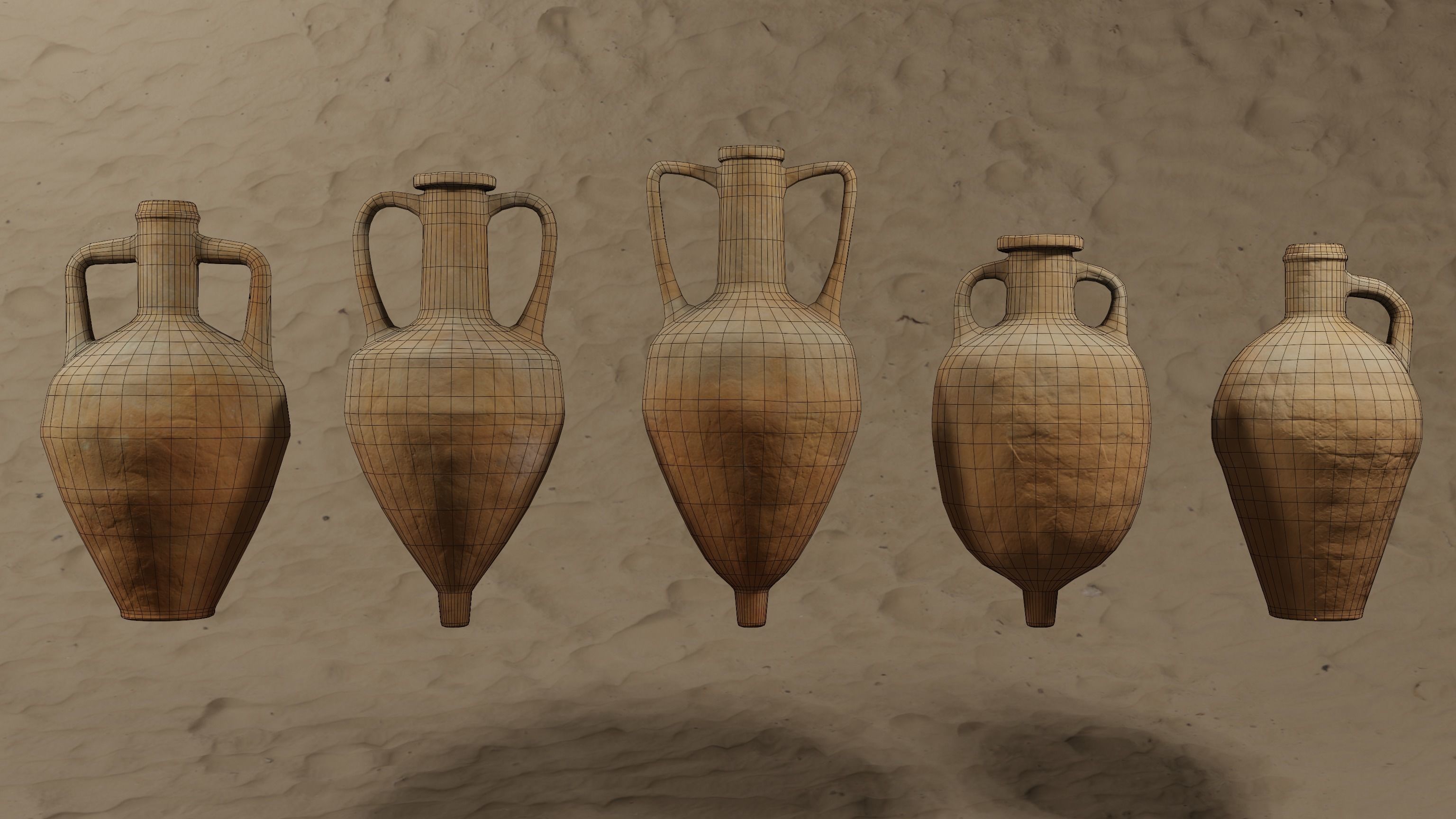 Roman-Greek Amphora Pack Low-poly 3D model_5