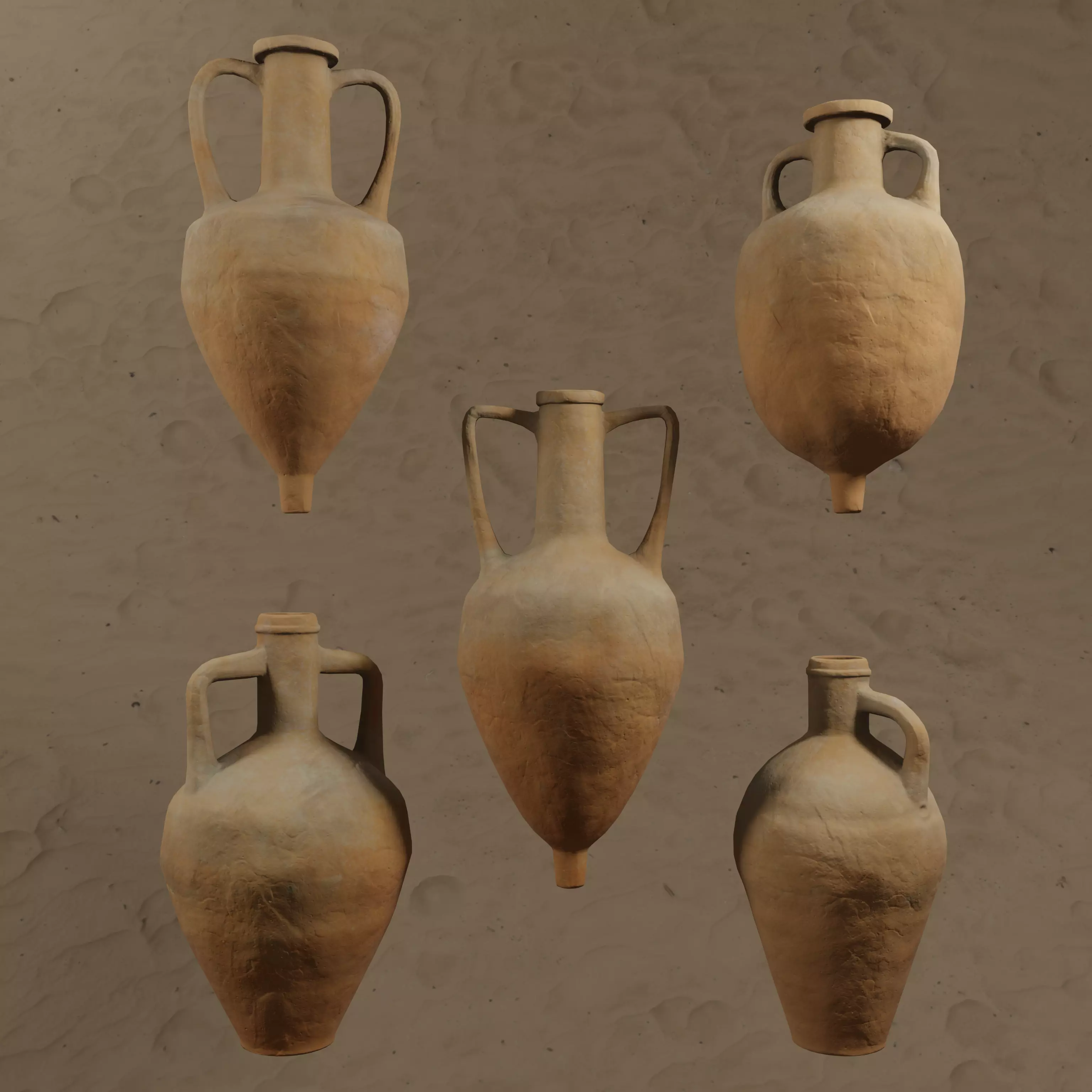 Roman-Greek Amphora Pack Low-poly 3D model_0