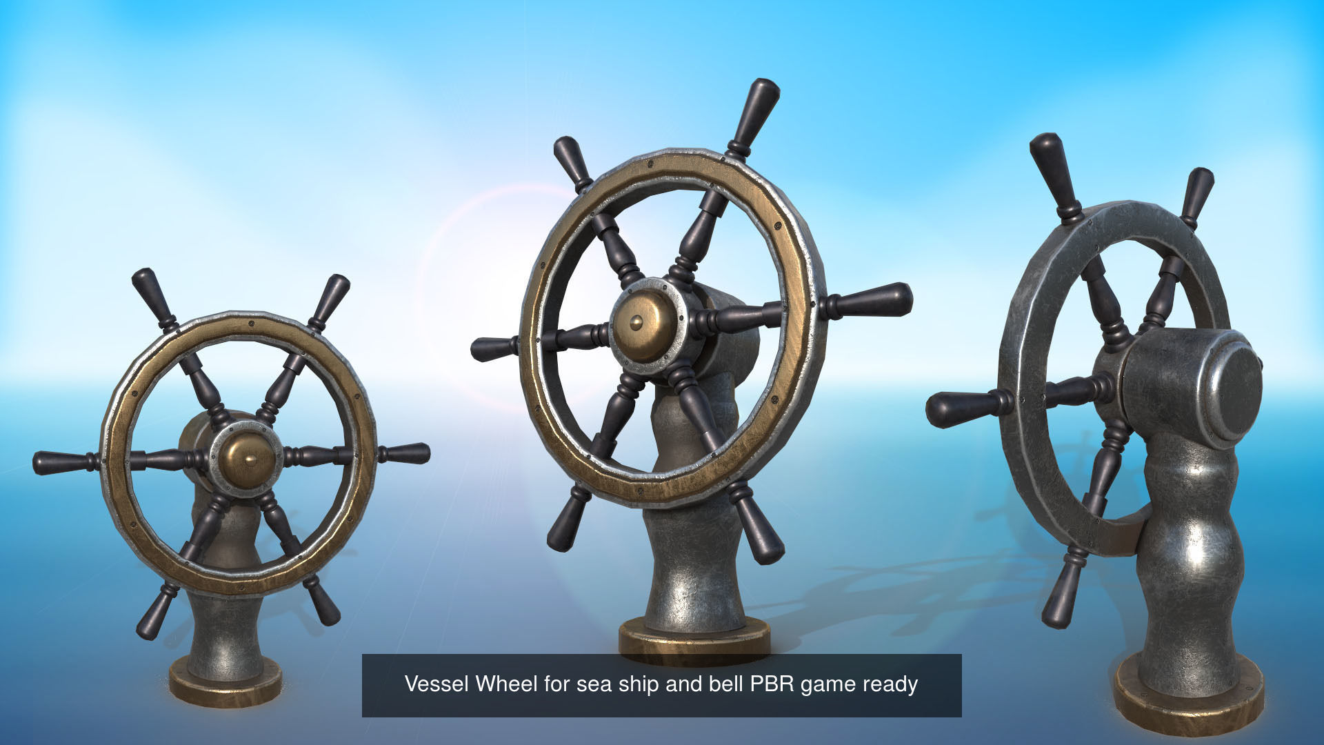 Ship steering wheel Ship Wheel 3D model Low-poly  3D Model Collection_5