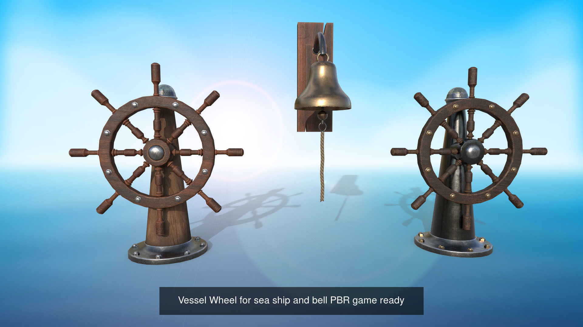 Ship steering wheel Ship Wheel 3D model Low-poly  3D Model Collection_6