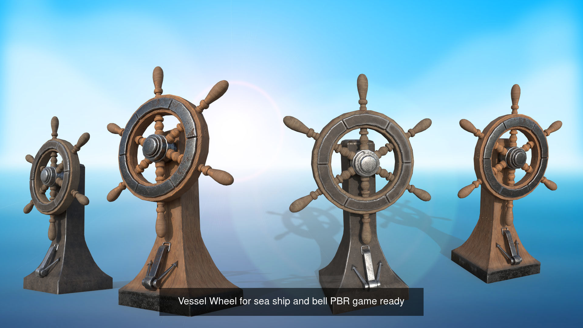 Ship steering wheel Ship Wheel 3D model Low-poly  3D Model Collection_4