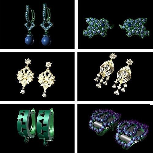 Earring In The Shape With Leaves In Diamonds 3DM STL  3D print model
