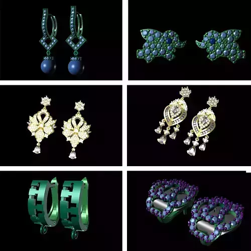 Earring In The Shape With Leaves In Diamonds 3DM STL 