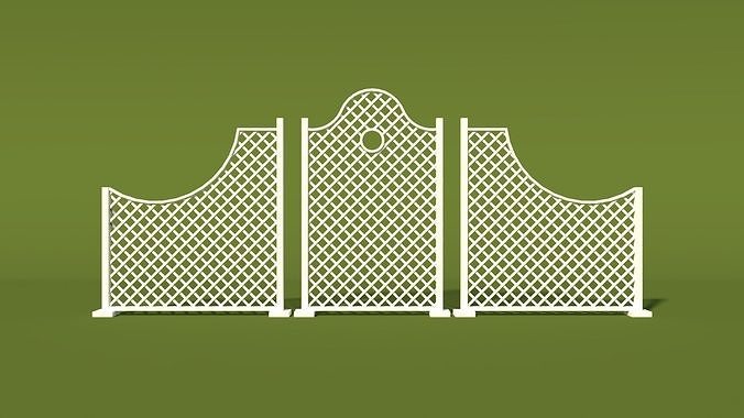 White Lattice Fence 1 Free 3D model