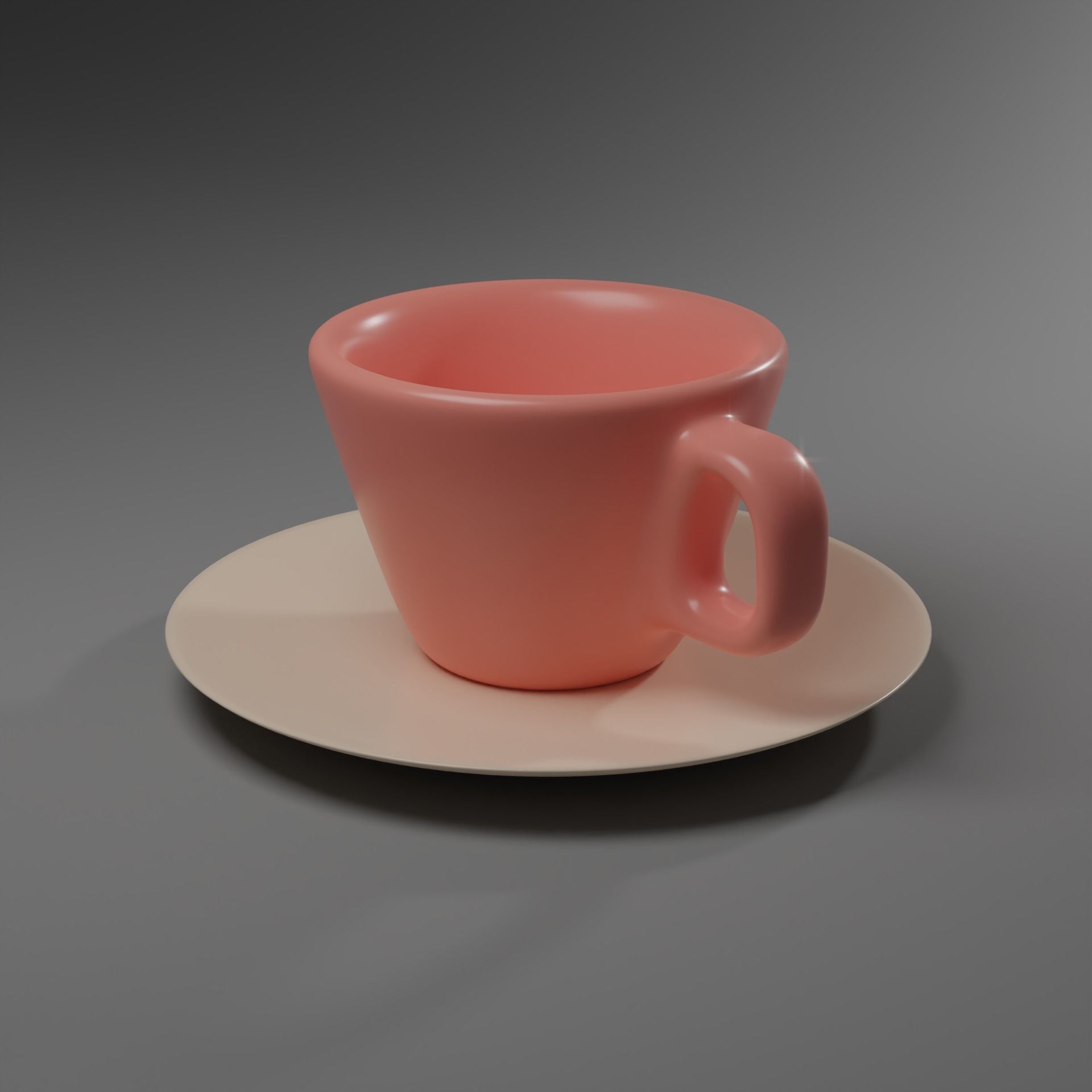 Cup on a plate 3D model_1