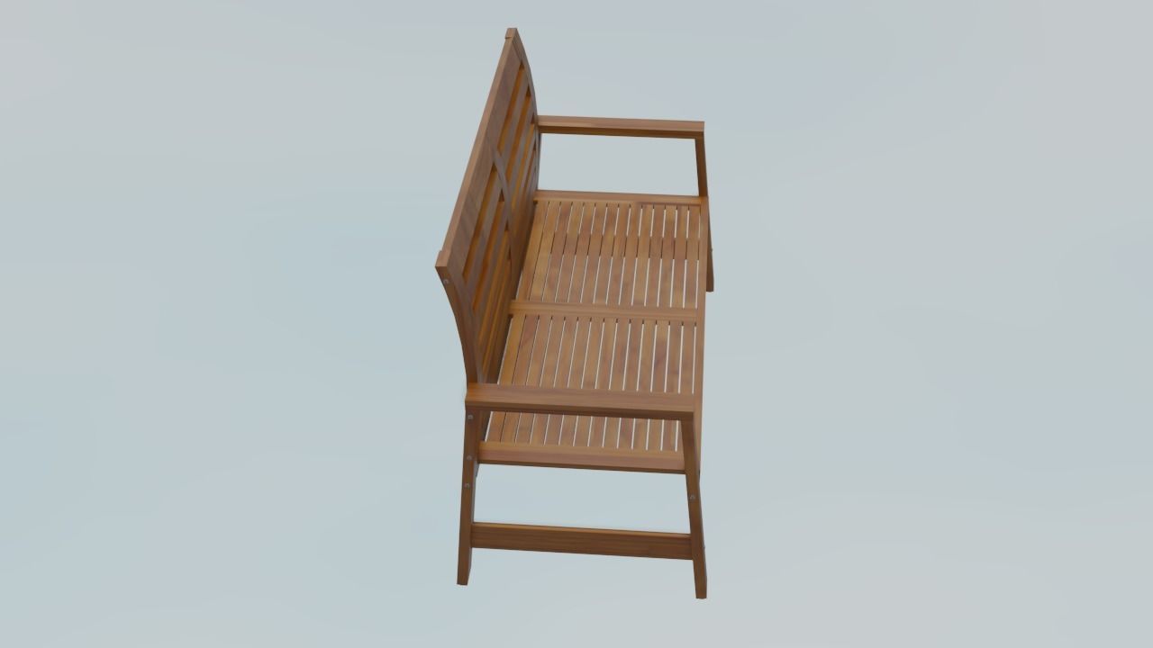 bench2 wooden bench Low-poly 3D model_5